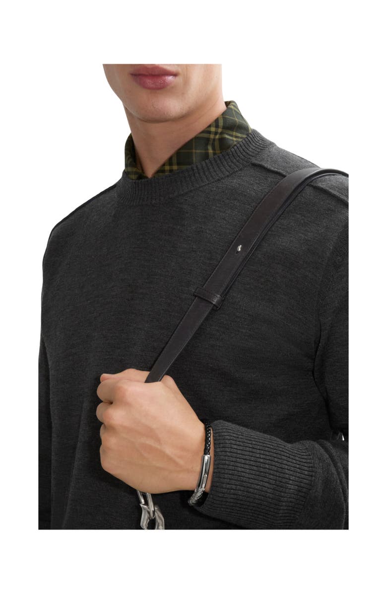 Burberry Leather Check Bracelet, Alternate, color, Silver/Black