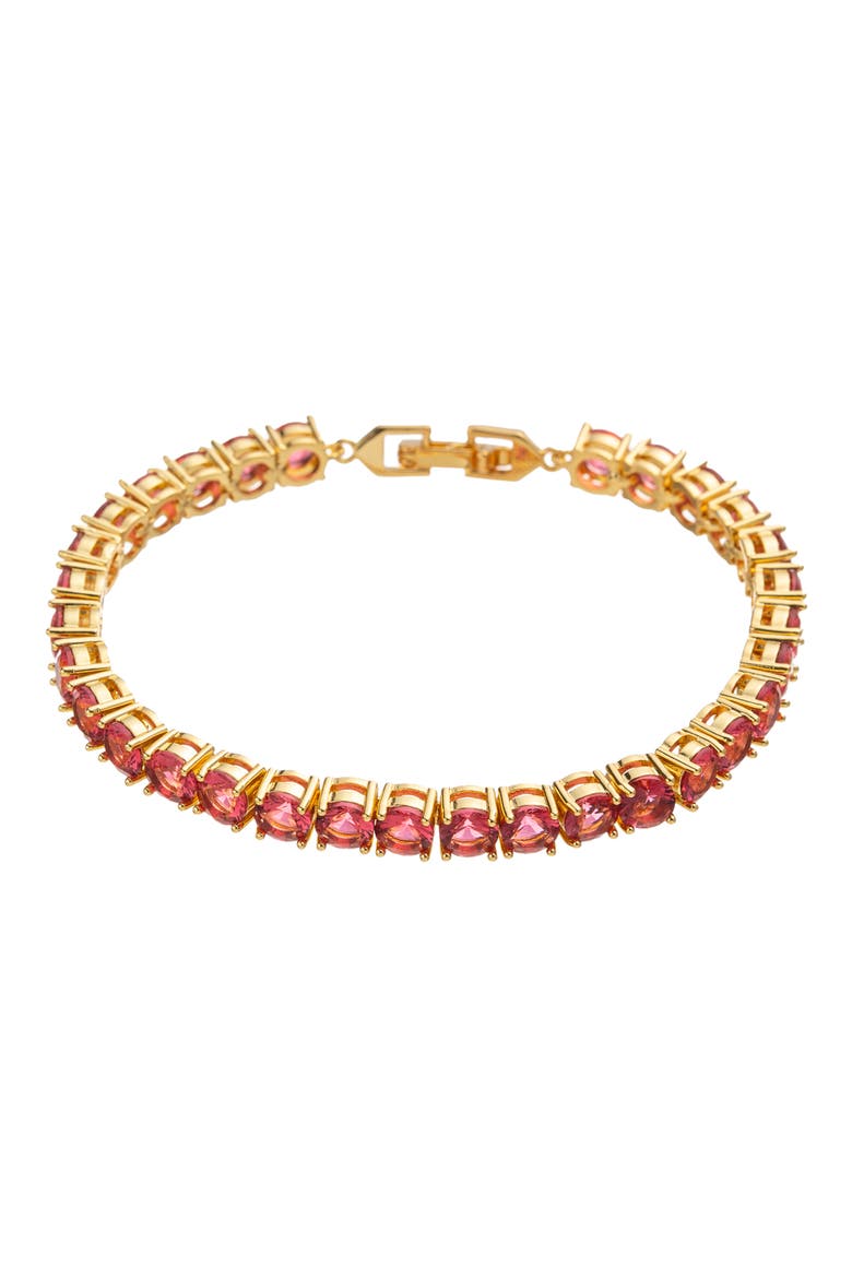 Harper Cubic Zirconia Tennis Bracelet, Main, color, RED/ GOLD