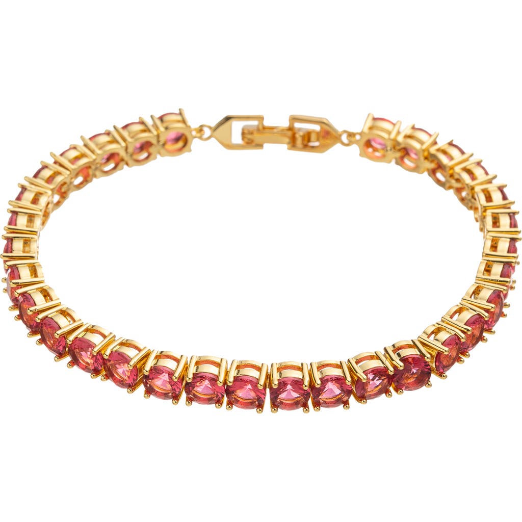 Eye Candy Los Angeles Harper Cubic Zirconia Tennis Bracelet In Red/gold