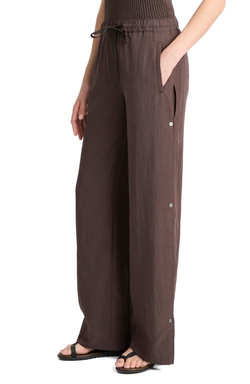 Vince Mid Rise Side Snap Pull On Pants Dk Coffee In Dark Coffee