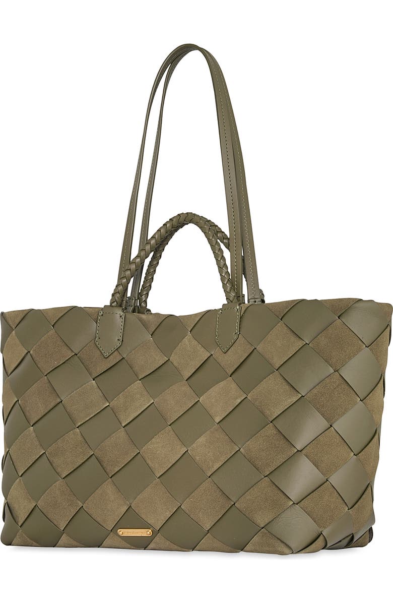 Rebecca Minkoff Mini Frankie Woven Leather Tote, Alternate, color, Willow