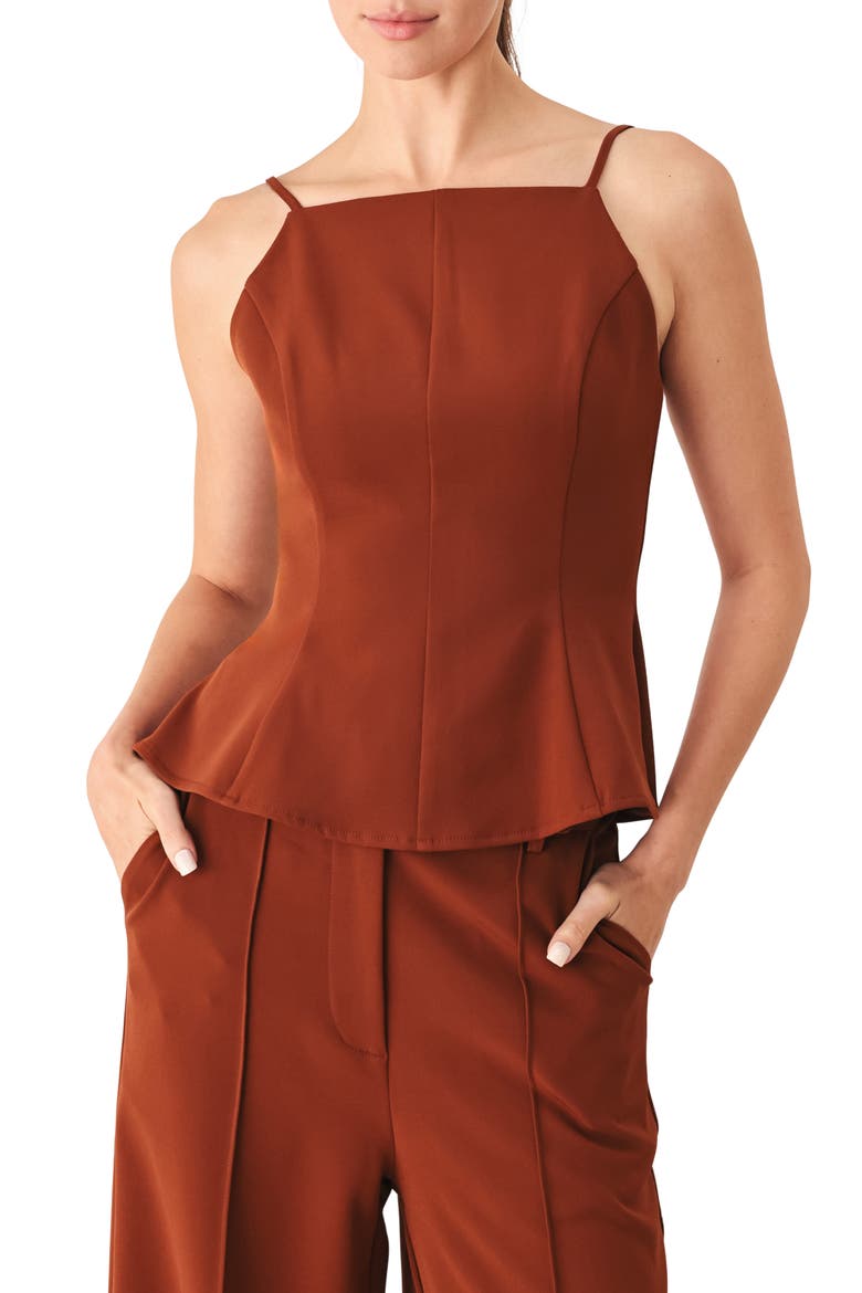 Peplum Camisole Top, Main, color, RUST