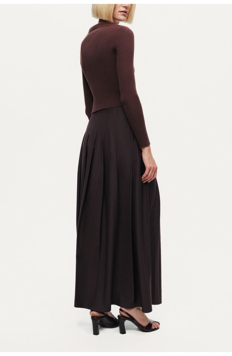 Nocturne Belted Pleated Maxi Skirt, Alternate, color, Dark Brown