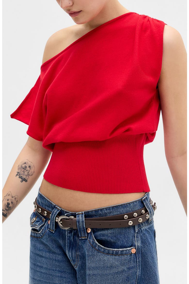 Bailey Boat Neck Knit Crop Top, Main, color, RED