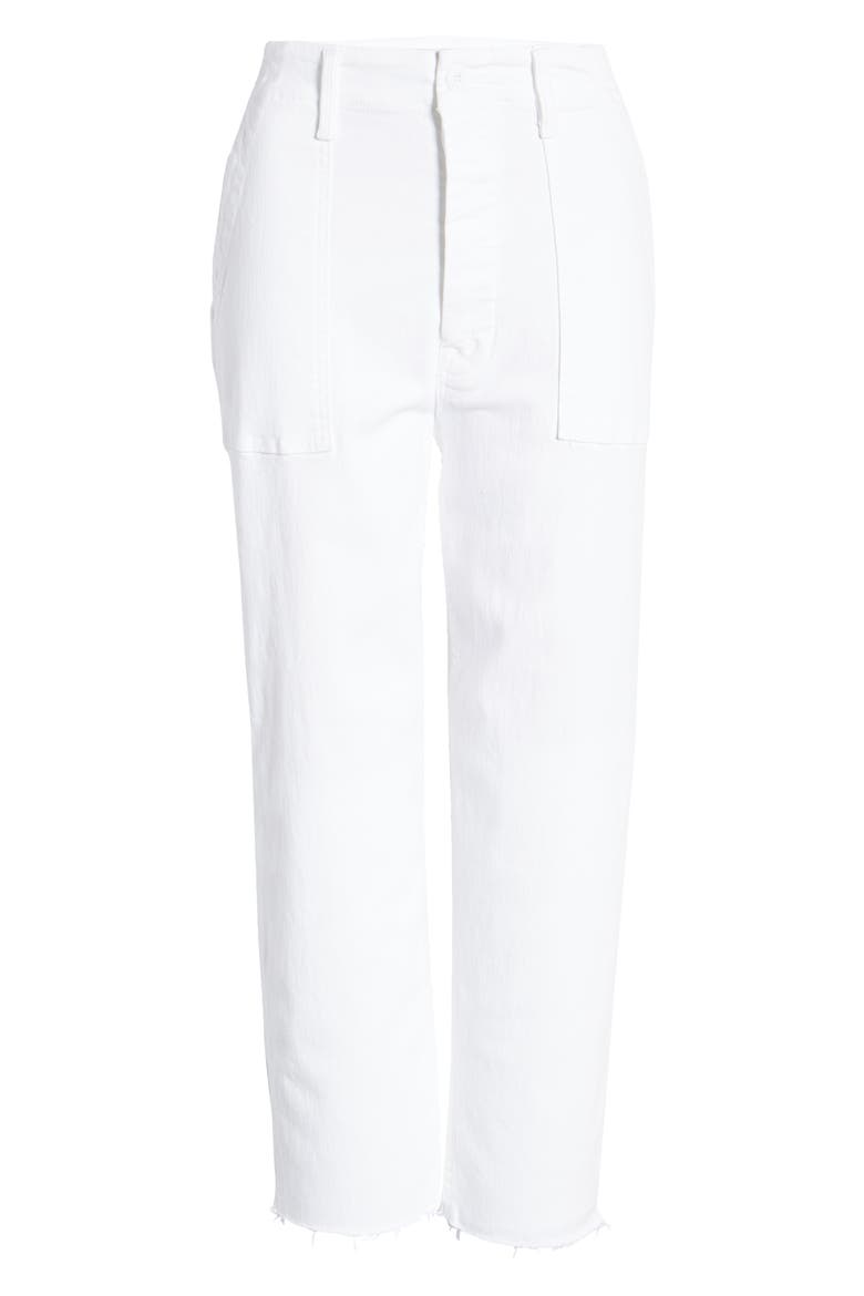 The Patch Pocket Private High Waist Frayed Ankle Straight Leg Jeans, Alternate, color, FAIREST OF THEM ALL
