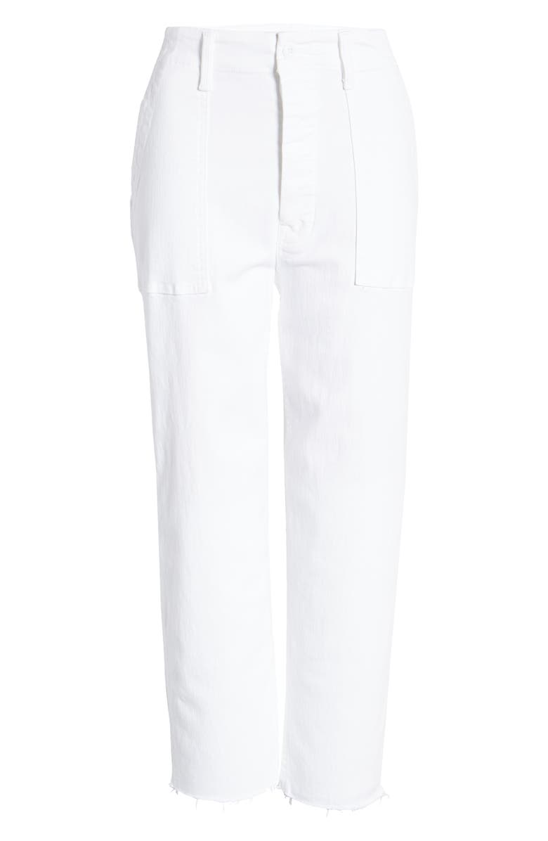 MOTHER The Patch Pocket Private High Waist Frayed Ankle Straight Leg Jeans, Alternate, color, Fairest Of Them All