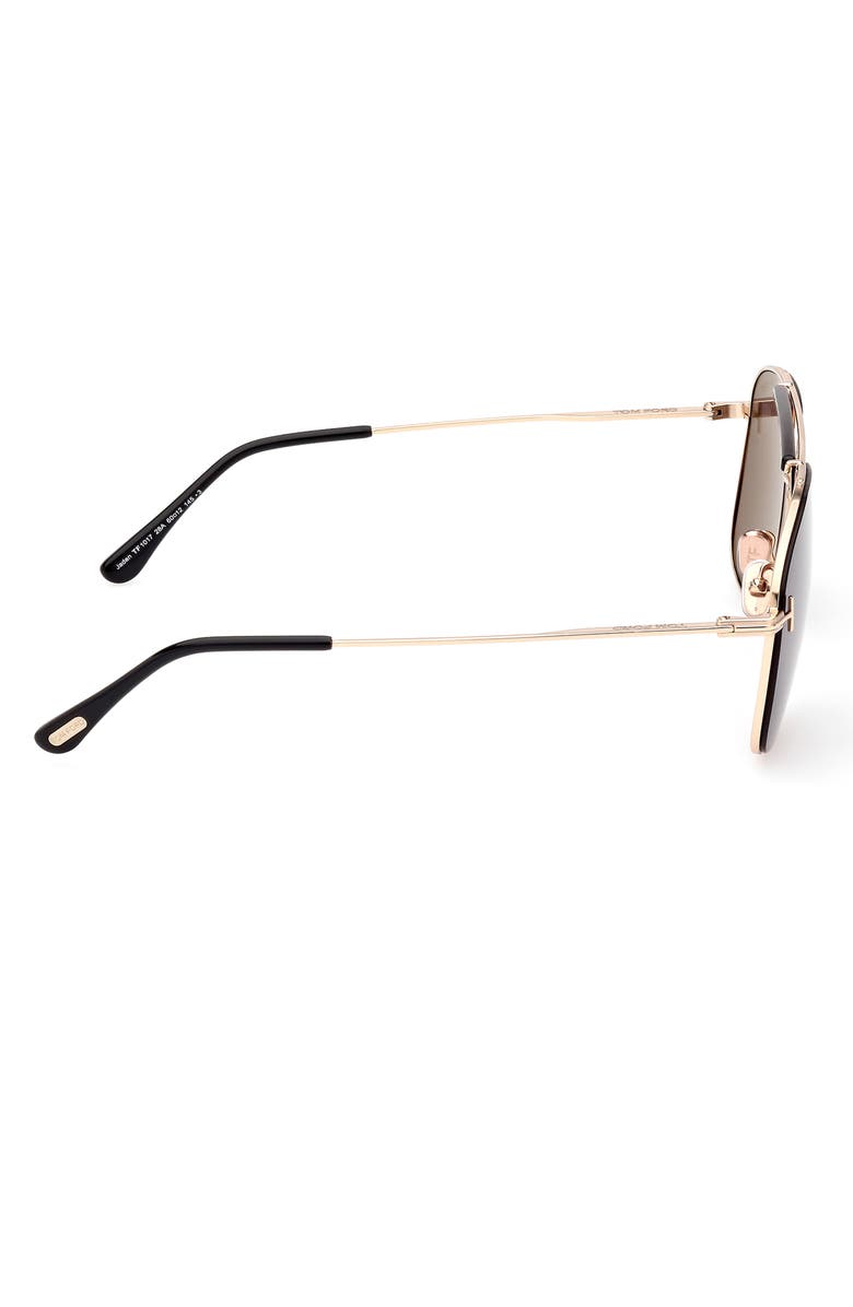 TOM FORD Jaden 60mm Polarized Navigator Sunglasses, Alternate, color, Shiny Rose Gold Black / Smoke