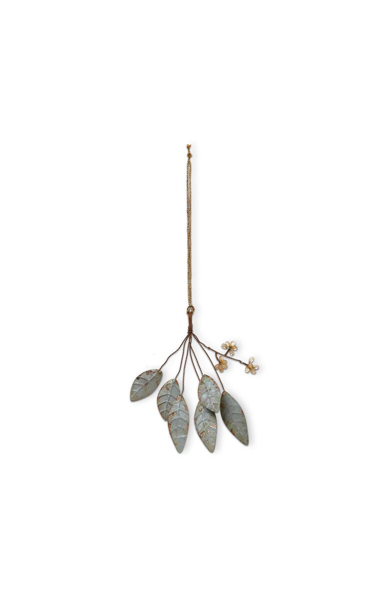 tag Metal Leaf Sprig Tree Ornaments - Fall Harvest Decor, Main, color, Green