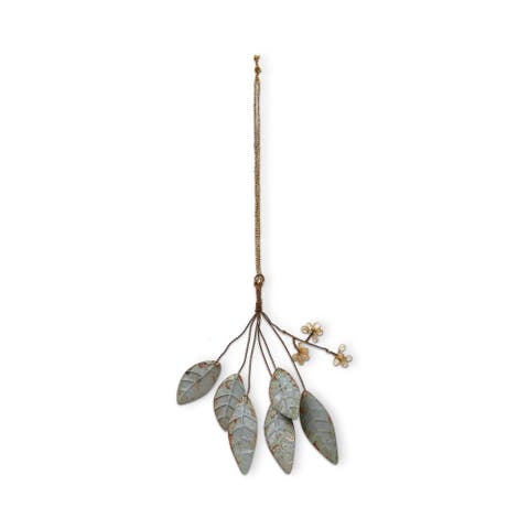 Metal Leaf Sprig Tree Ornaments - Fall Harvest Decor