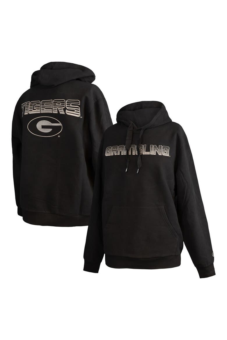 Men's FISLL  Black Grambling Tigers Puff Print Sliced Pullover Hoodie, Main, color, Black