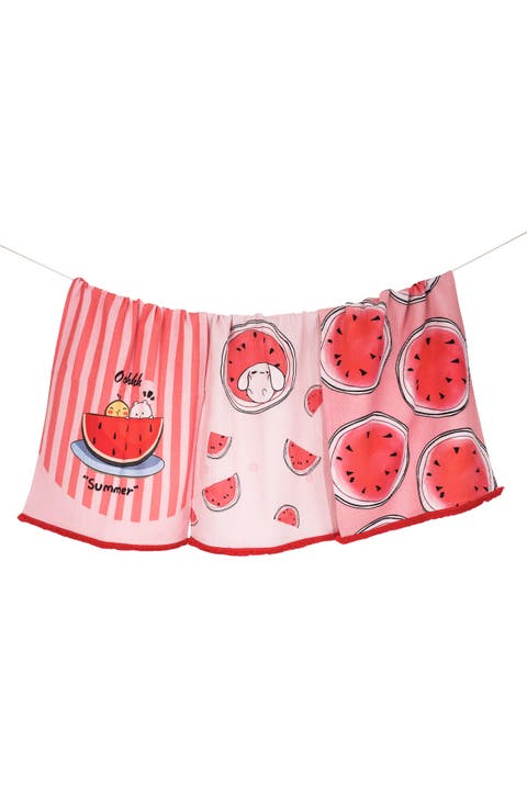 Set of Three Sweet Summer Watermelon Kitchen Towels