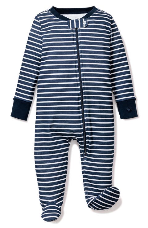 Stripe Pima Cotton Zip Footie (Baby)