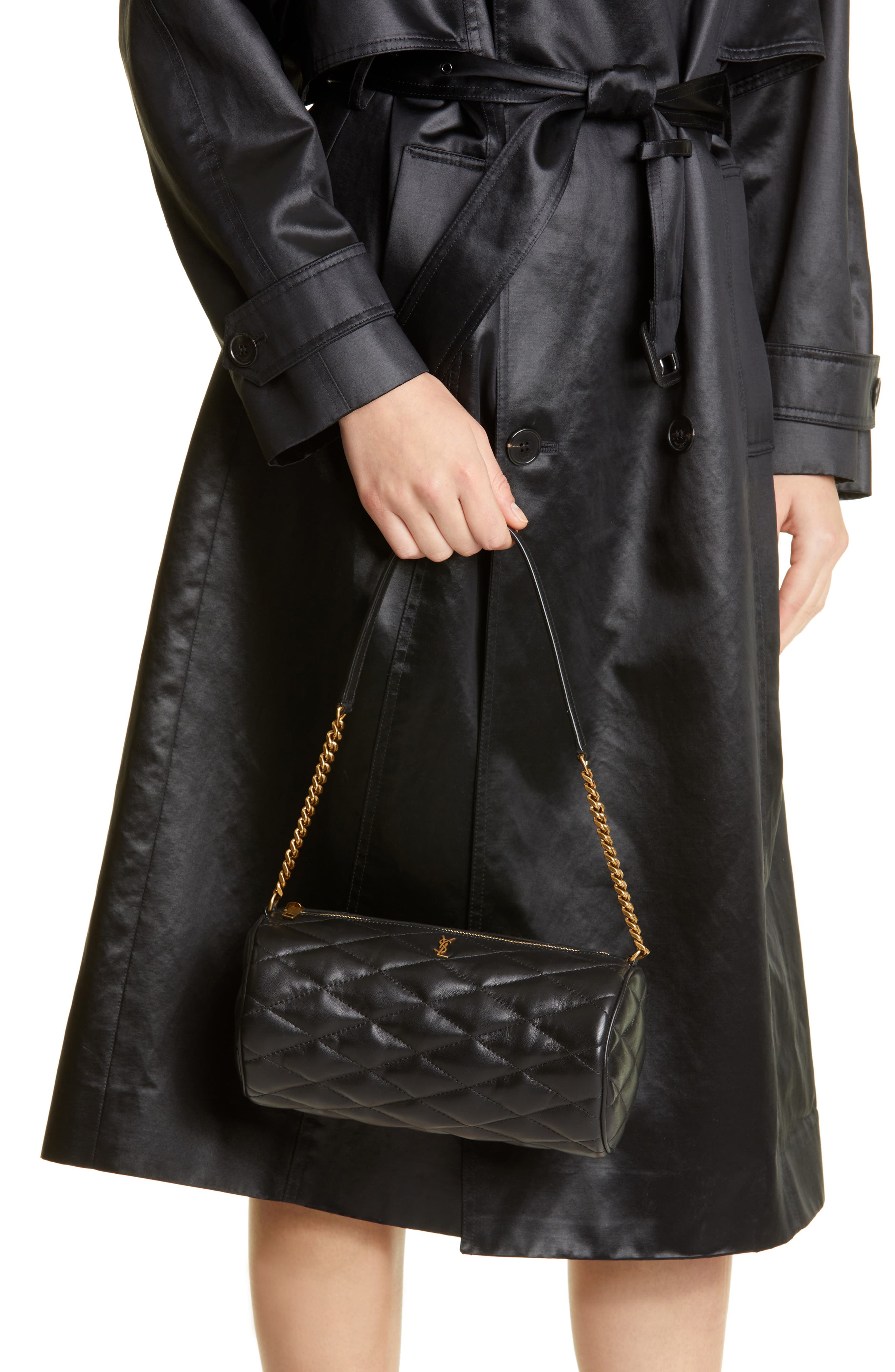 Saint Laurent Medium Sade Quilted Leather Tube Bag, Alternate, color, 