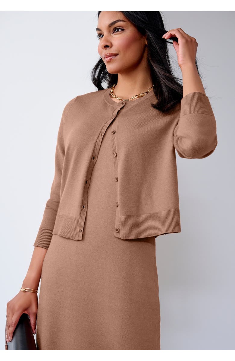 Jessica London Two Piece Sweater Dress Set, Alternate, color, Creamy Mocha