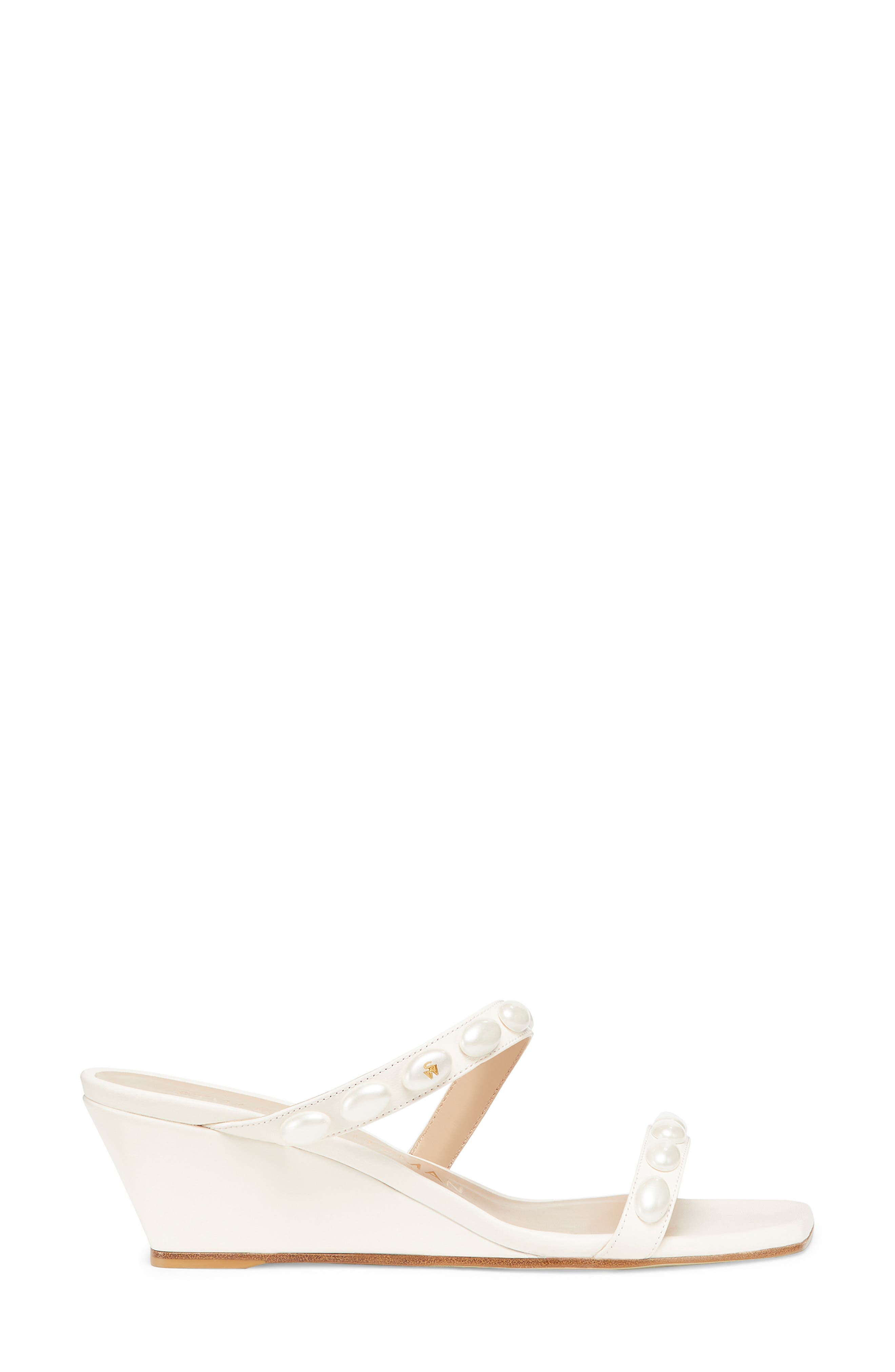 Stuart Weitzman Pearlita 50 Wedge Slide Sandal, Alternate, color, Seashell