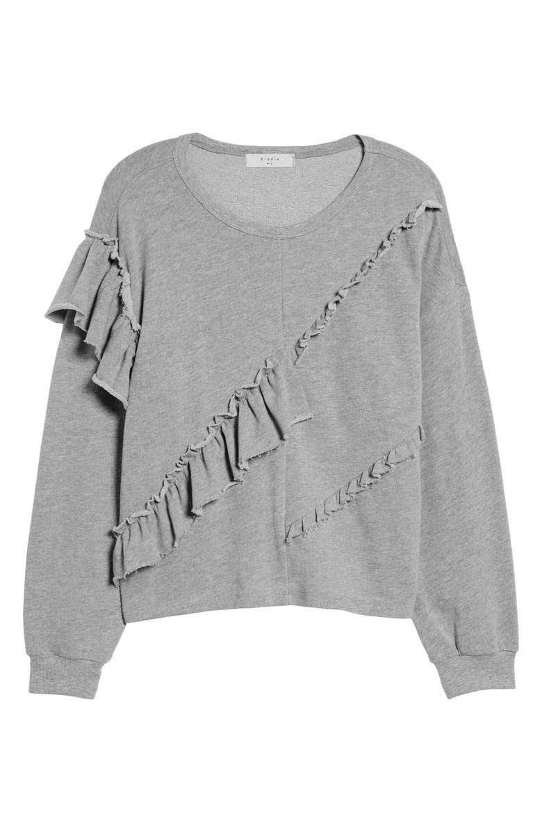 Elodie Asymmetric Ruffle Sweatshirt, Alternate, color, 