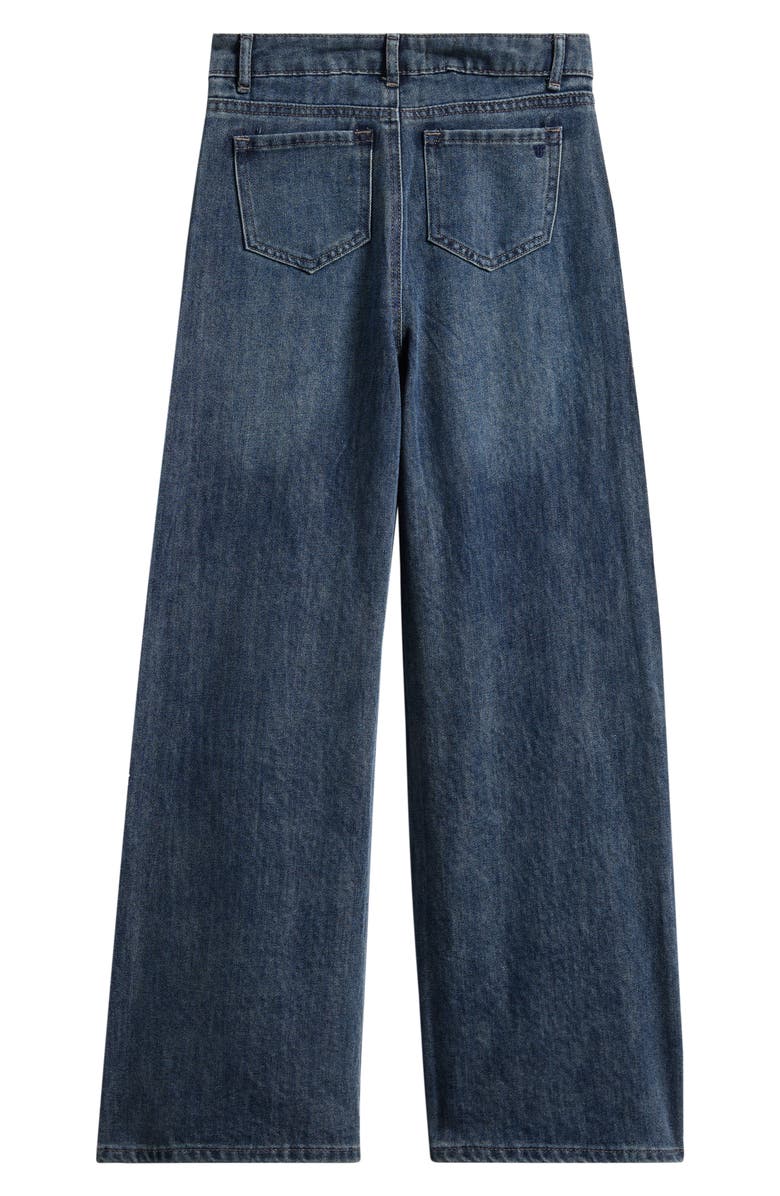 Tractr Kids' Raindrop Wide Leg Jeans, Alternate, color, Mid Indigo