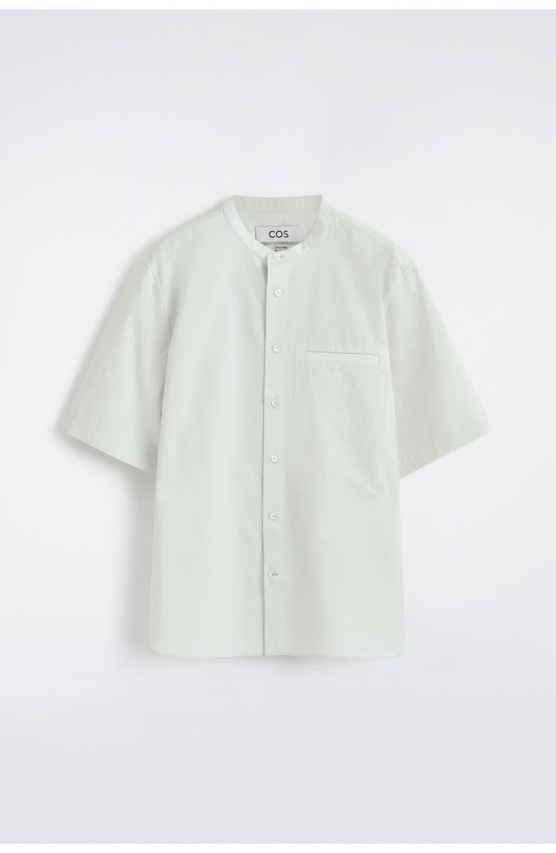 COS Grandad-collar Short-sleeved Shirt, Alternate, color, Light Green