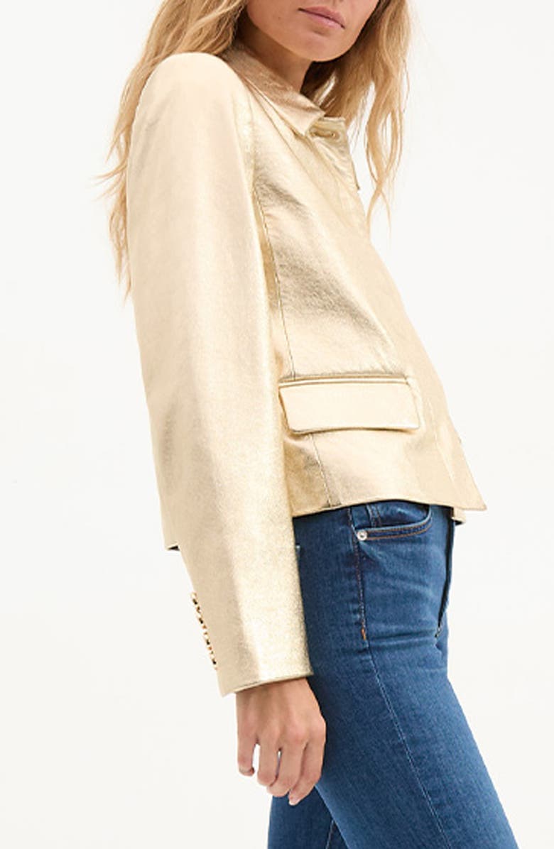 Veronica Beard Imogen Metallic Leather Jacket, Alternate, color, Gold