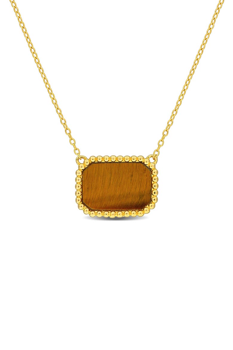 Semiprecious Stone Pendant Necklace, Main, color, BROWN