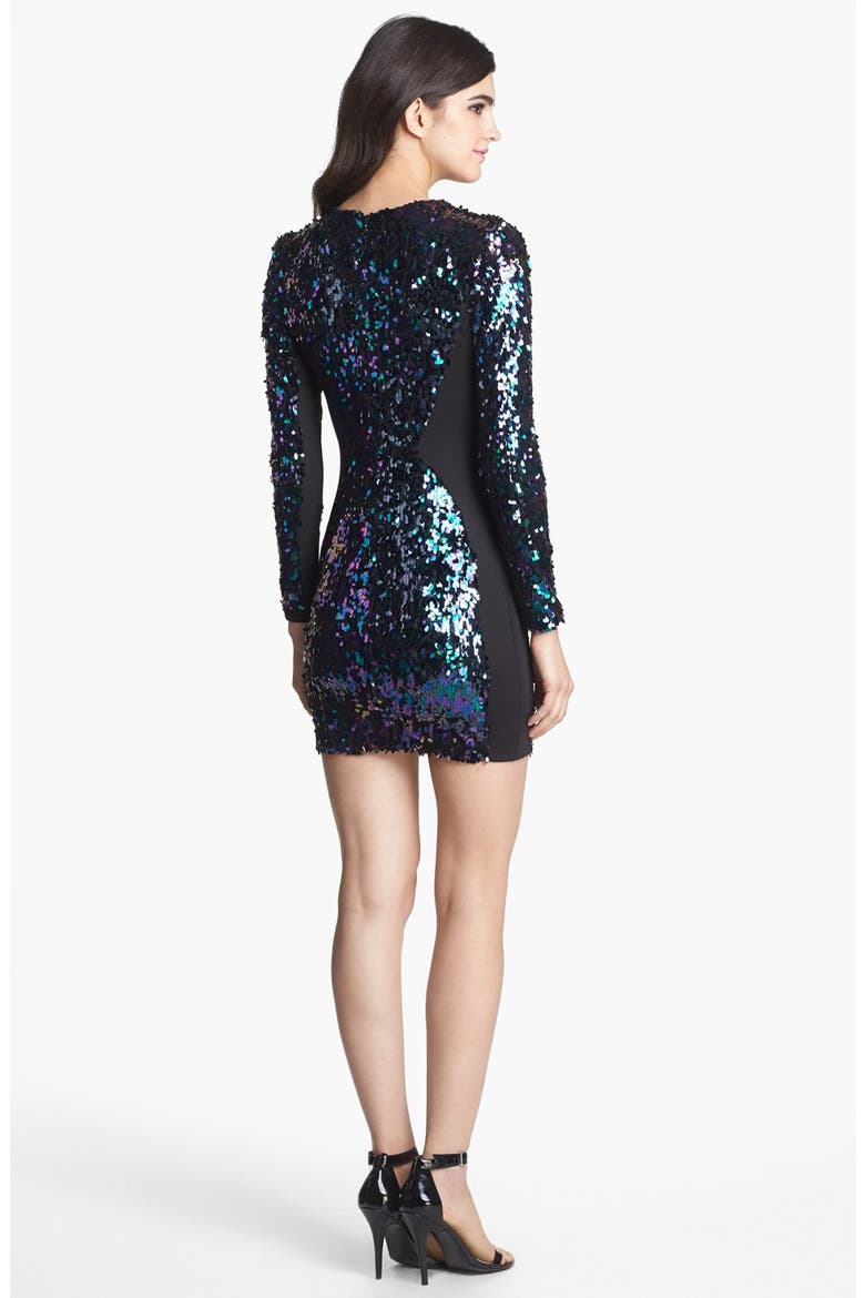 'Ryan' Sequin Body-Con Minidress, Alternate, color, PURPLE/ BLACK