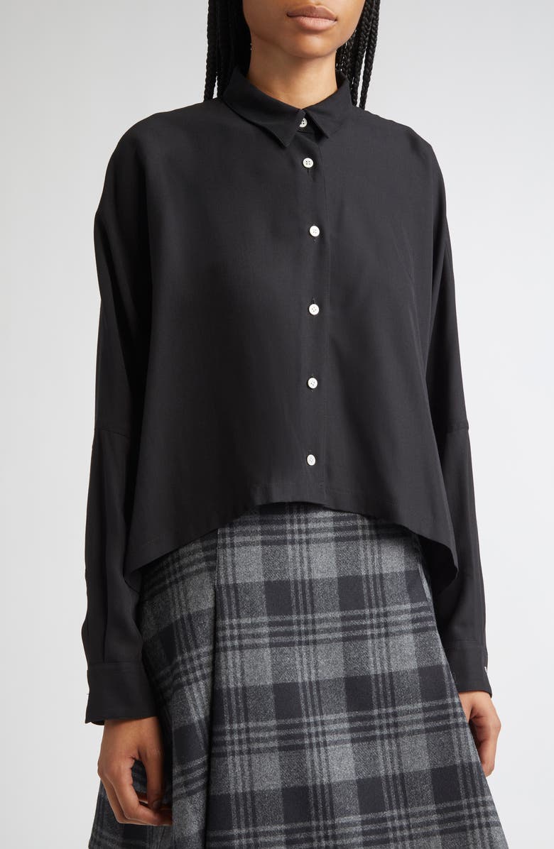 Proenza Schouler Zad Classic Twill Button-Up Top, Alternate, color, Black