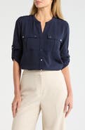 T Tahari Roll Tab Snap-Up Shirt