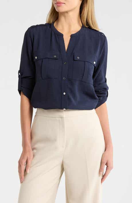 T Tahari Roll Tab Snap-Up Shirt