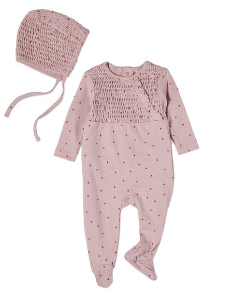2 Piece Baby Cotton Smocked Footie Set