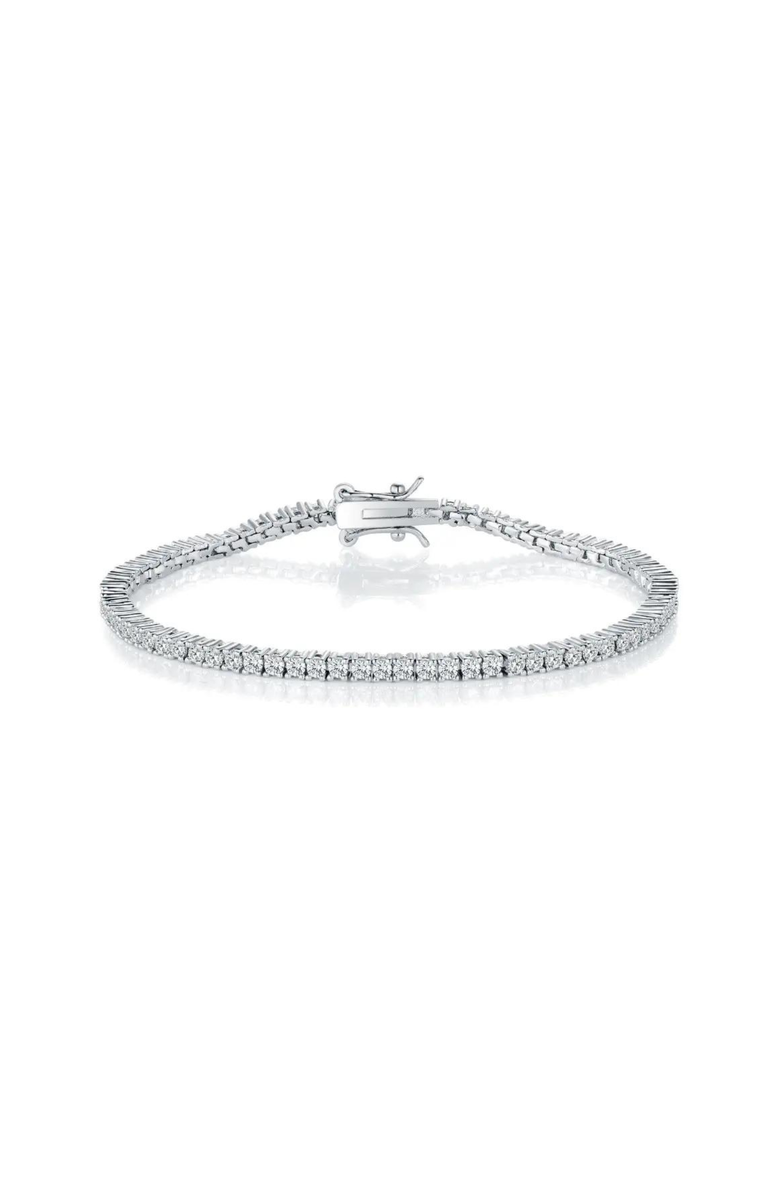 Spero London Sterling Silver 2mm Fine Tennis Bracelet, Main, color, Silver