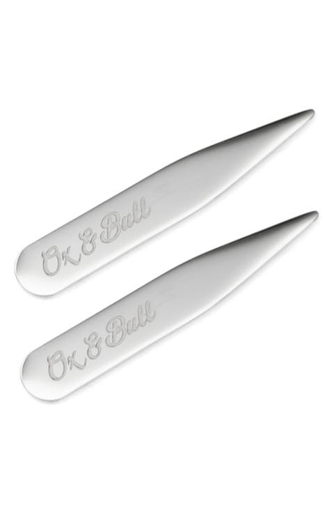 Set of 2 Short Stainless Steel Collar Stays
