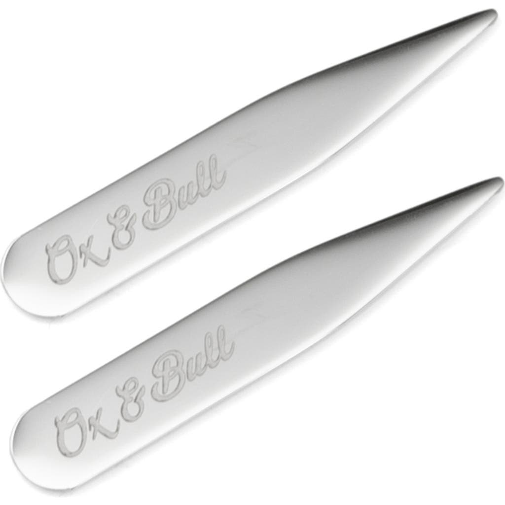 Cufflinks, Inc . Set Of 2 Short Stainless Steel Collar Stays In Silver