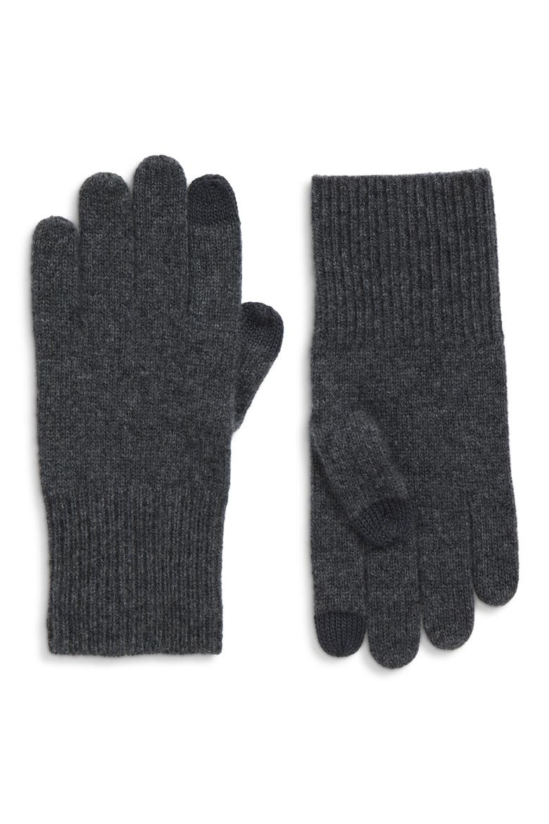 Cashmere Gloves, Main, color, CHARCOAL HEATHER