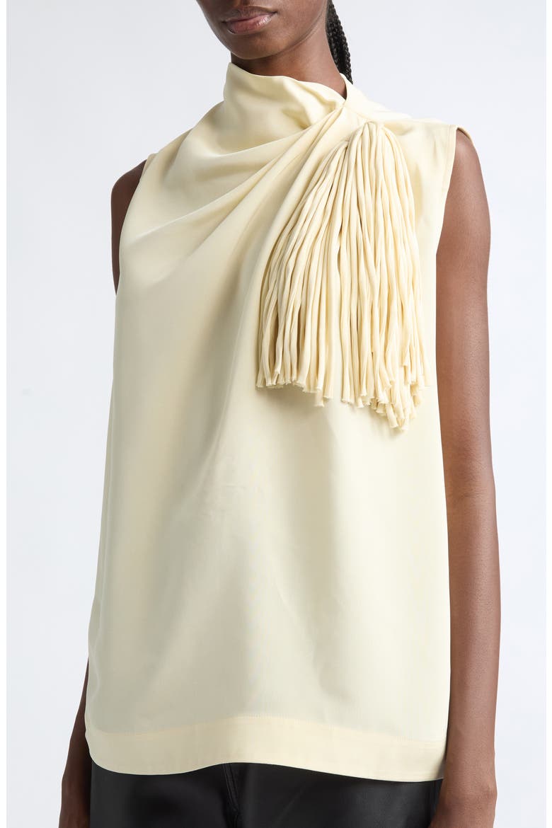 Alden Fringe Silk Top, Alternate, color, MACADAMIA