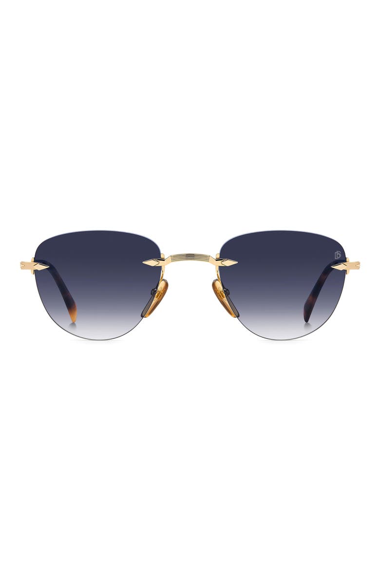 51mm Rimless Square Sunglasses, Main, color, GOLD BROWN HAVANA/ DK BLUE SF