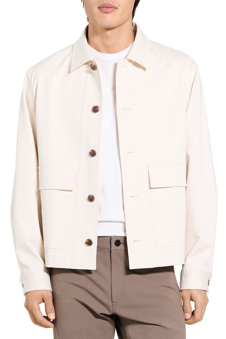 Moonsoft Cotton Twill Button-Up Shirt Jacket, Main, color, WINTER IVORY