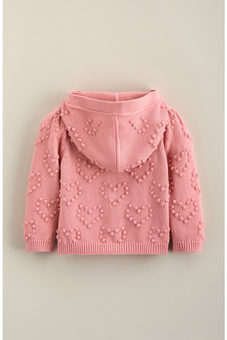 Bobble Stitch Hooded Heart Cardigan, Alternate, color, PINK PEONY
