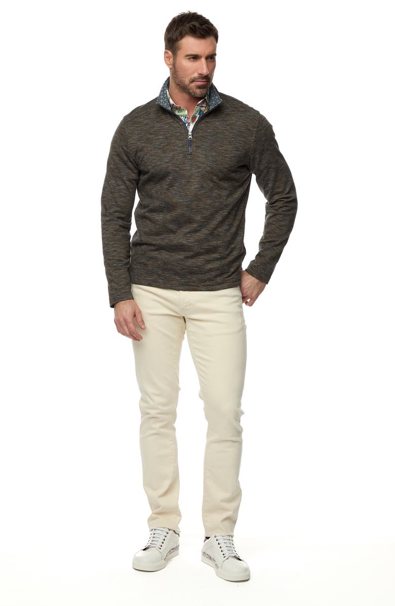 Robert Graham Remo Space Dye Quarter Zip Pullover, Alternate, color, Black