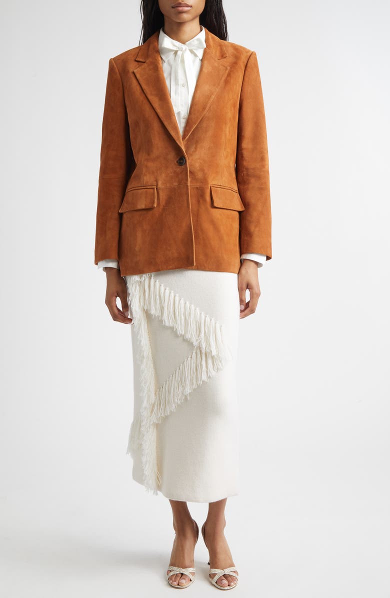 Derek Lam 10 Crosby Hestia Fringe Wool Blend Sweater Skirt, Alternate, color, Snow White