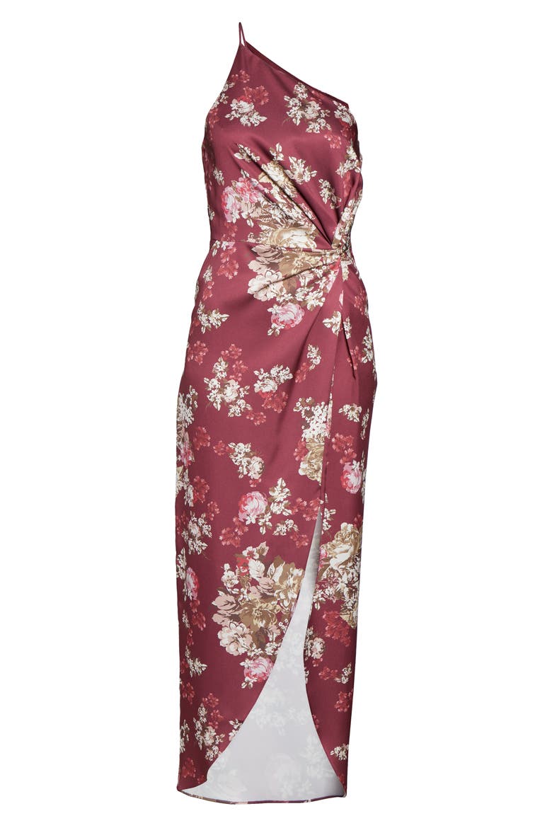 The Lainey Floral One-Shoulder Twist Gown, Alternate, color, CABERNET FLORAL