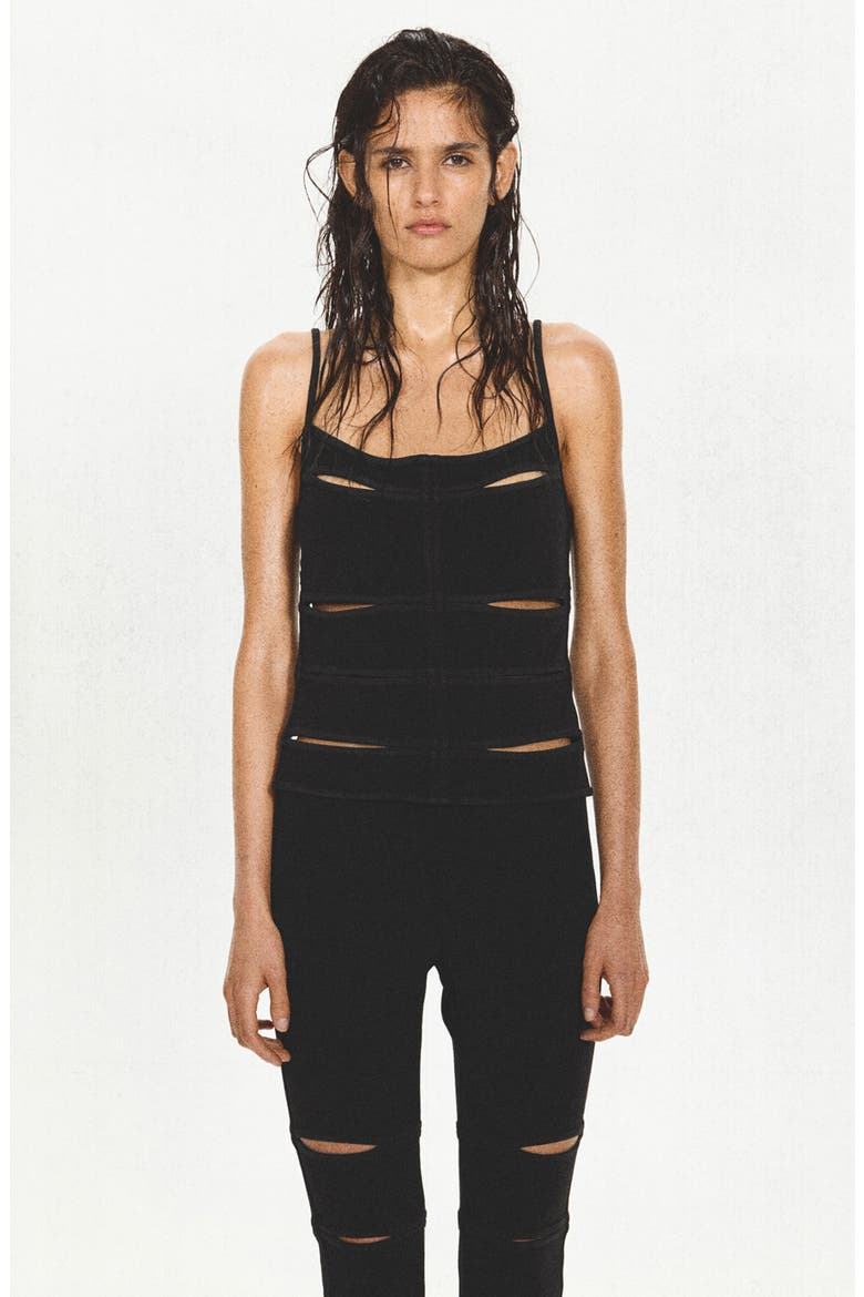 Cutout Tank Top, Alternate, color, BLACK