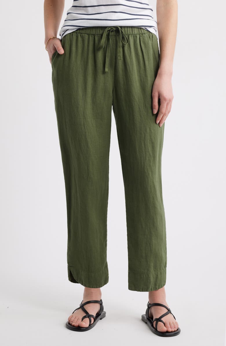 Tie Waist Taper Linen Pants
