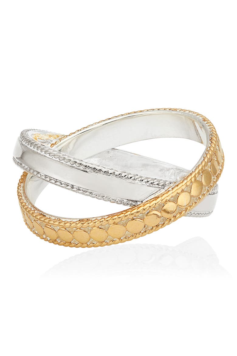 Two-Tone Crisscross Ring, Alternate, color, GOLD/ SILVER
