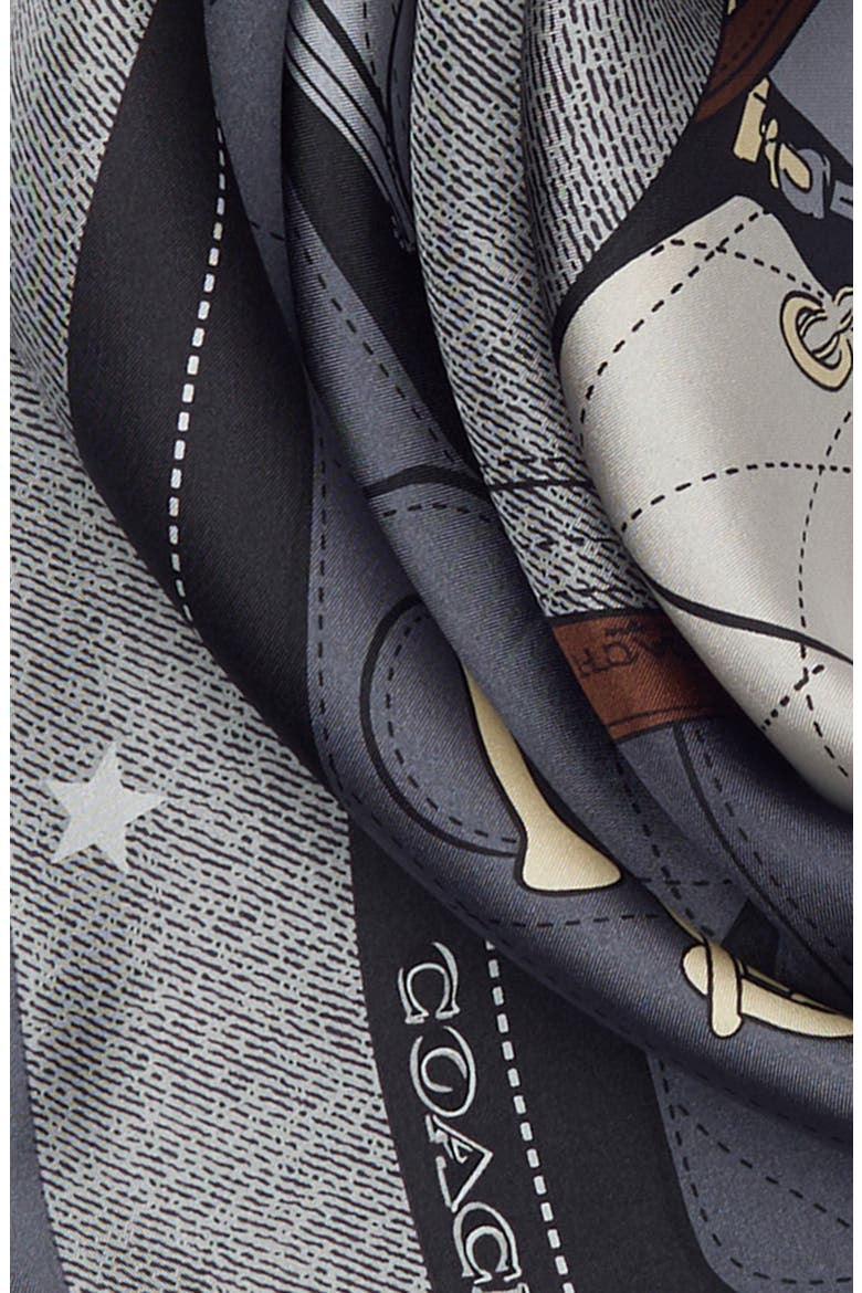 Stacked Tabby Star Print Silk Scarf, Alternate, color, BLACK MULTI