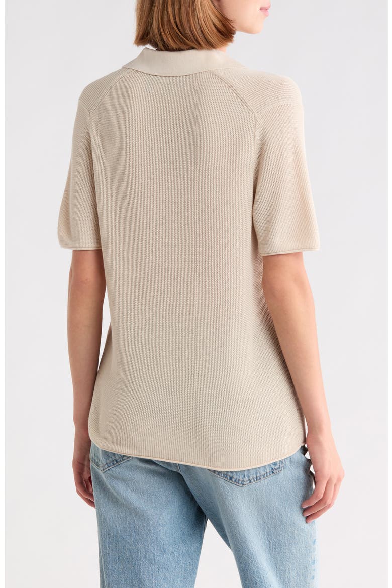 Open Collar Short Sleeve Sweater, Alternate, color, SAND