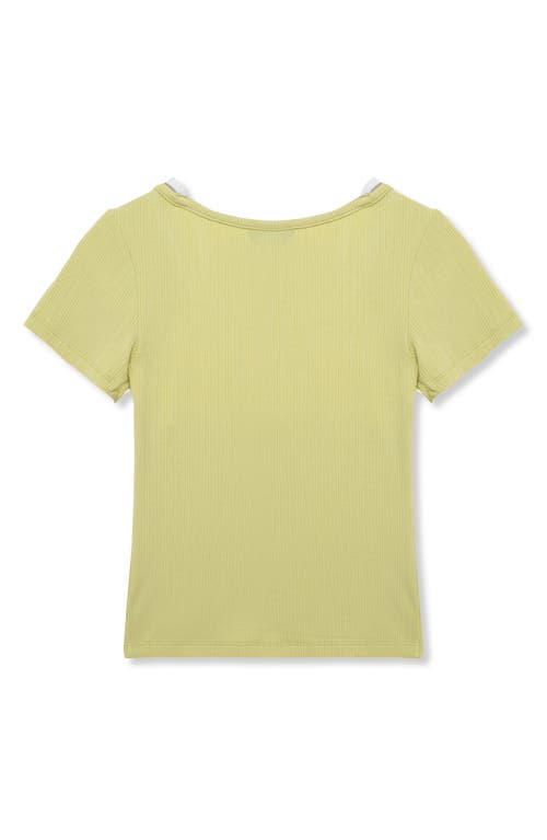 Truce Kids' Layered Rib Knit Top In Green