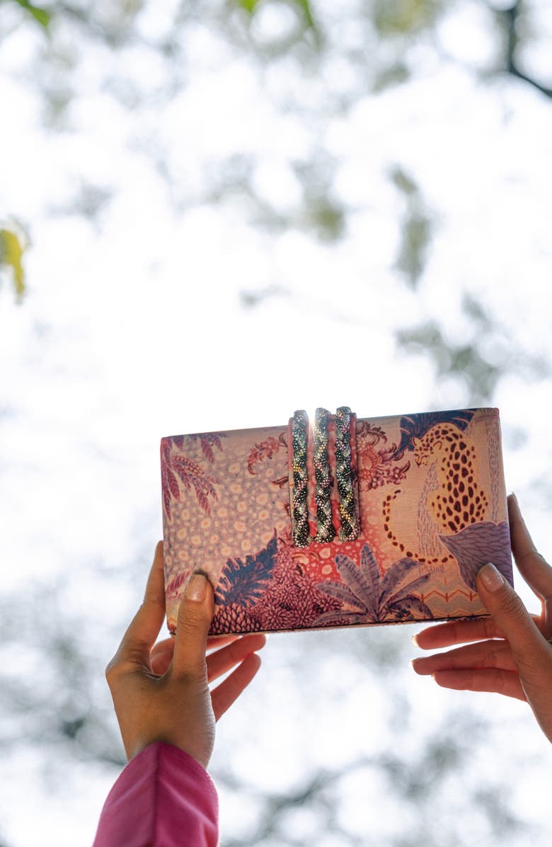 Simitri Printed Braid CLutch, Alternate, color, Faerie Pink