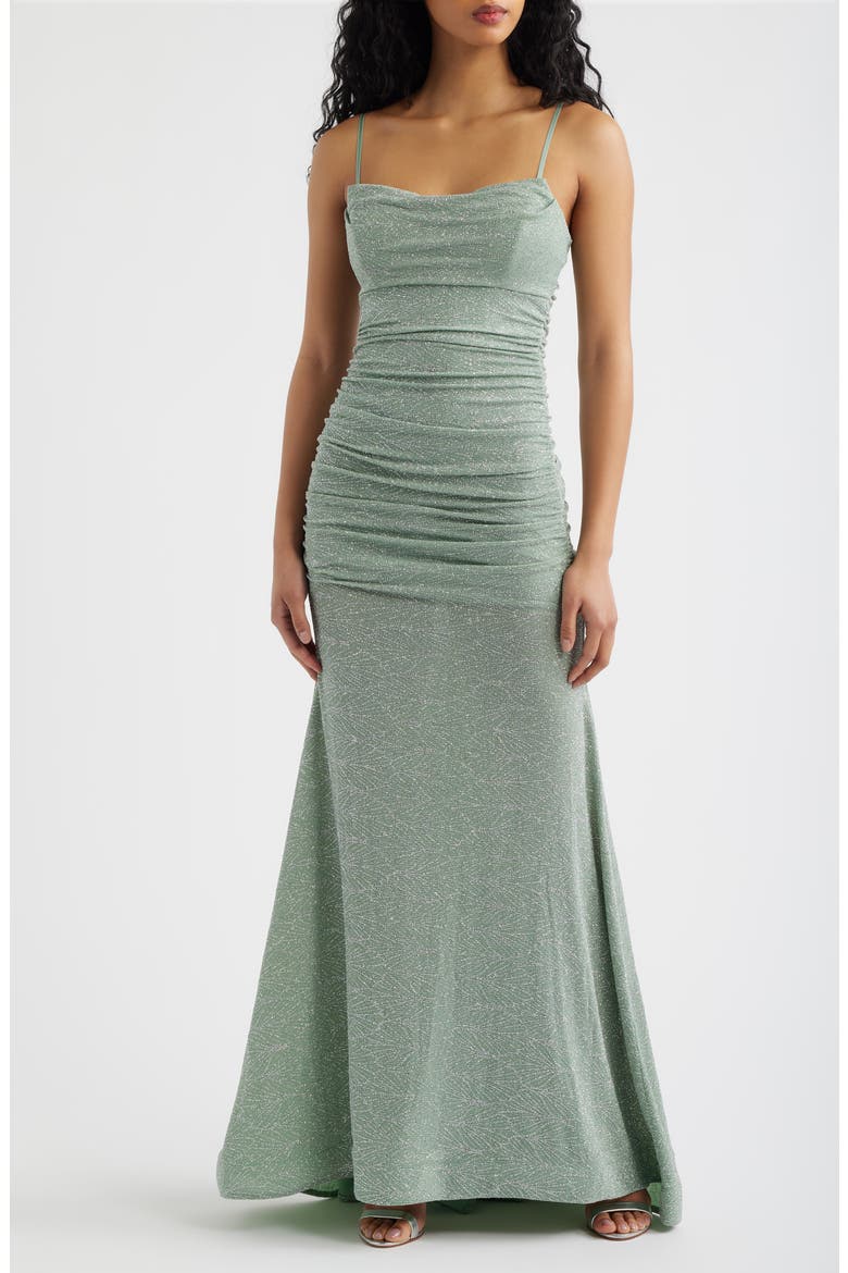 Glitter Mermaid Gown, Main, color, SAGE