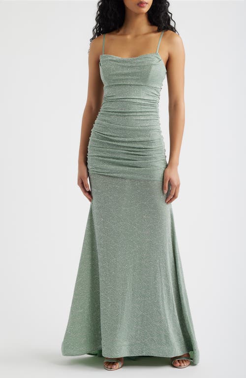 Emerald Sundae Glitter Mermaid Gown In Green