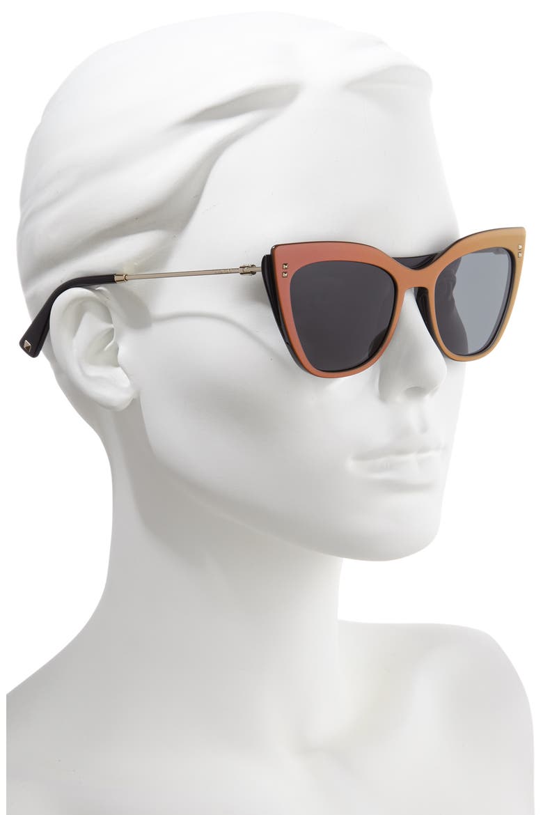 52mm Cat Eye Sunglasses, Alternate, color, VIOLET/ BLACK SOLID